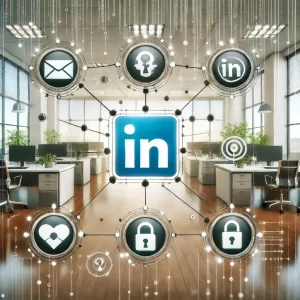 Dall·e 2024 12 22 19.28.33 A Visually Engaging Blog Header Image For The Topic 'how Linkedin Impacts Your Company's Cybersecurity.' The Image Shows A Linkedin Logo On One Side C (1)